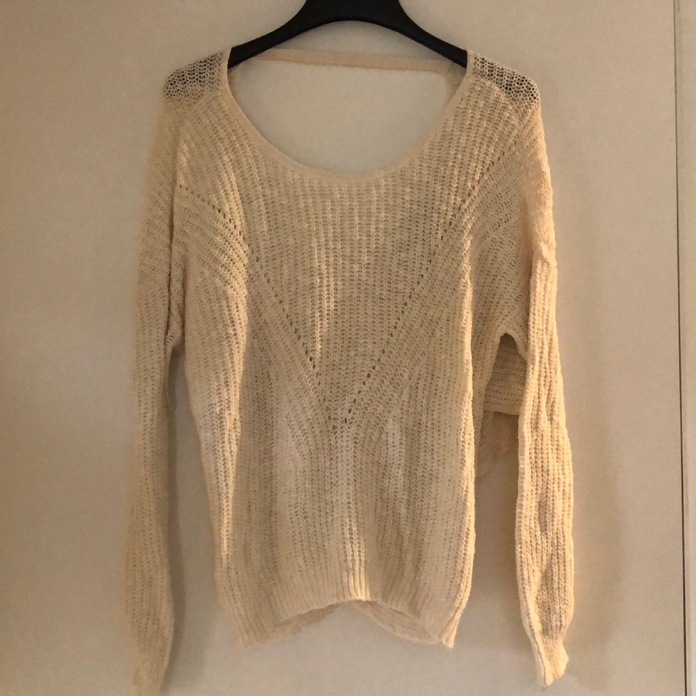 Cream open back sweater